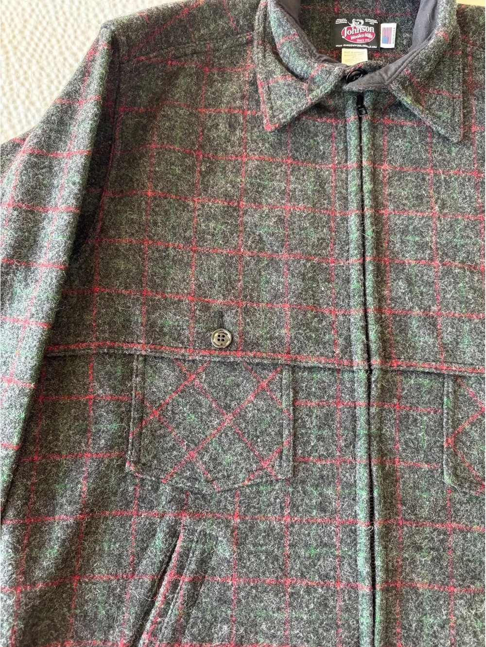 Johnson Woolen Mills Adirondack Plaid Wool Blend Jacket Large